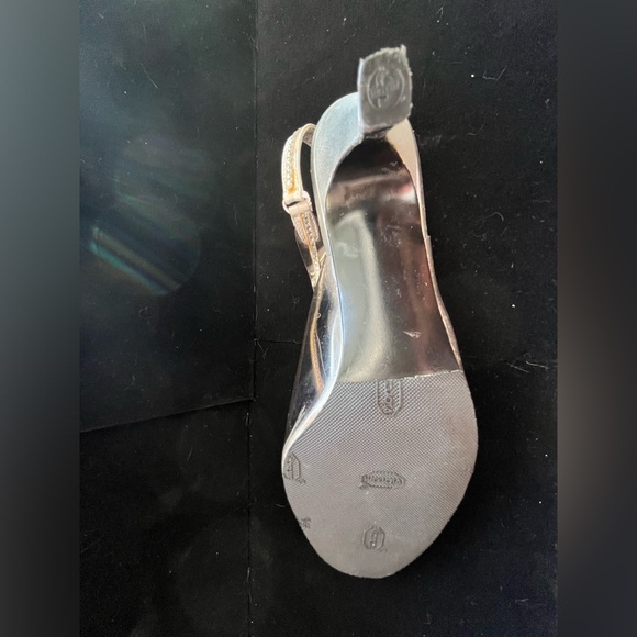 STUART WEITZMAN Clear Peep Toe Sling Back Silver Vintage Heels - Picture 14 of 15